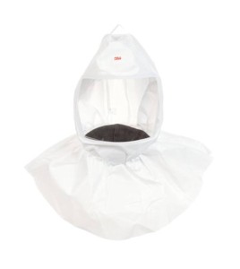 3M white polypropylene S-series spare hooded facepiece compatible with RS950 head harness for respiratory protection. One size.