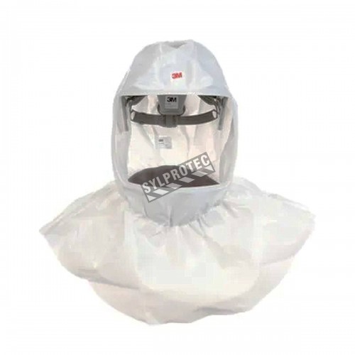 3M white S-series hood for respiratory protection systems in pharmaceutical facilities. One-size-fits-all.