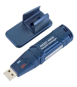 Temperature and humidity data logger with integrated USB port.