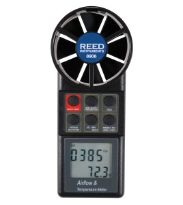 Thermo-Anemometer, simultaneous display of air velocity and temperature.