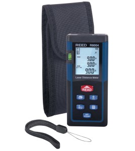 Ultrasonic distance meter measuring in imperial & metric. Range: 0.5 m to 16 m. Includes soft carrying case and 9V battery.