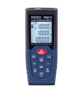 Class 2 laser distance meter & estimating tool measuring imperial & metric. Range: 0.05m to 50m. Supplied by AAA batteries.