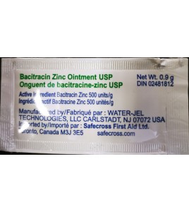 Antibiotic topical ointment Bacitracin Zinc 0.9 gr., box of 25