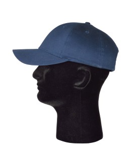 ERB navy blue baseball-style bump cap with ABS shell and cotton cap. Lightweight protection against bumps.