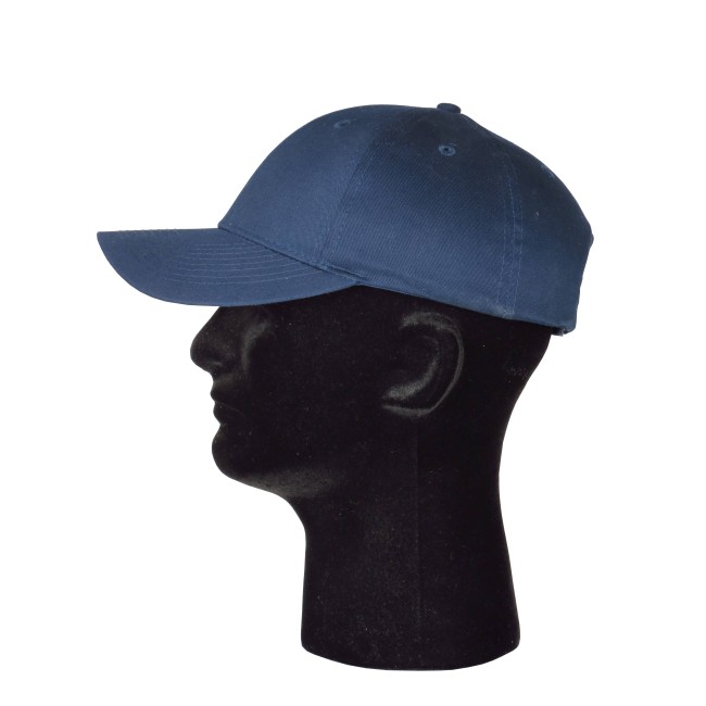 ERB navy blue baseball-style bump cap with ABS shell and cotton cap. Lightweight protection against bumps.