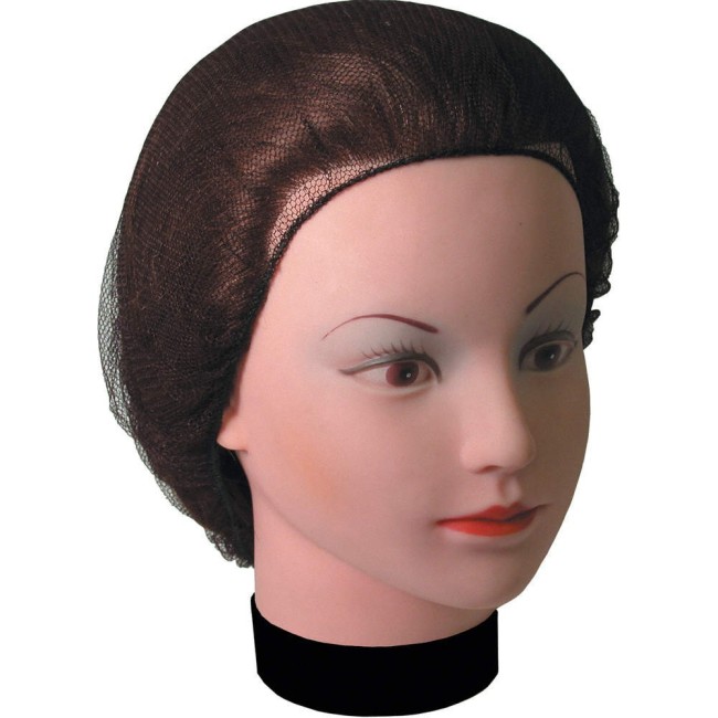 Brown nylon tight mesh hair net, 100 units.