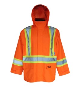 Manteau pour conditions extrêmes Handyman 300D orange haute visibilité, bandes argent et jaunes, grandeurs (S à 3XL)