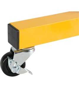 Roulette pour barrière de sécurité extensible, 10 pieds (3 m), en aluminium peint en jaune.