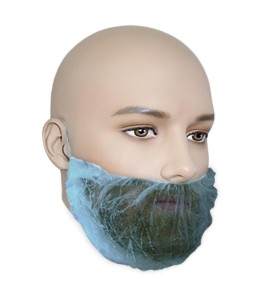 Filet à barbe jetable de couleur bleu, vendu en paquet de 100.