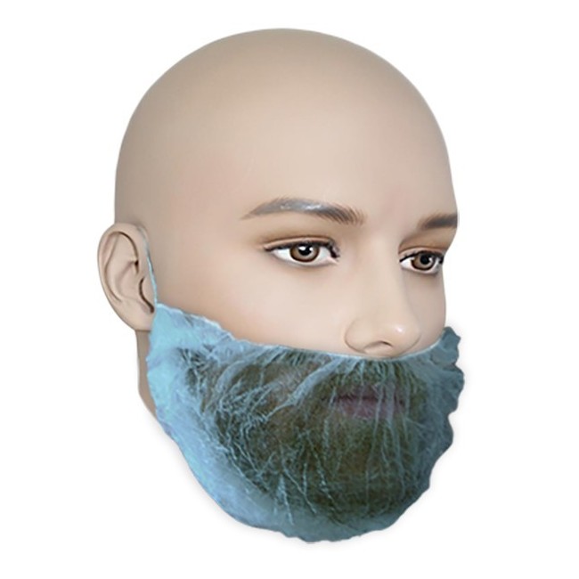 Filet à barbe jetable de couleur bleu, vendu en paquet de 100.