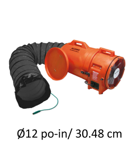 Allegro 12" explosion-proof axial blower kit with polyethylene shell and 25' (7.62 m) conductive duct