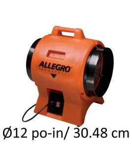 Allegro 12" diameter axial fan with molded polyethylene shell without ducting