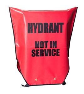 Red vinyl protective cover for Hydrant with English inscription HYDRANT NOT IN SERVICE