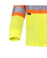 High visibility long-sleeved shirt, neon yellow with grey reflective stripes