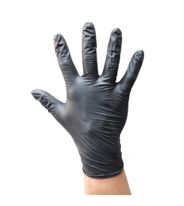 4 mils ambidextrous powder-free black nitrile disposable gloves. 