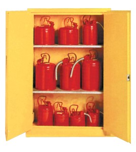 Flammable liquids storage cabinet, 30 US gallons (114 L), ULC-approved.