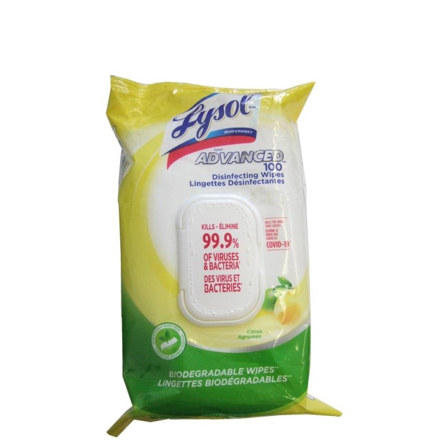 Lingettes désinfectantes 80 Lysol pour aseptiser et désinfecter des surfaces. Tuent 99.99% des microbes.