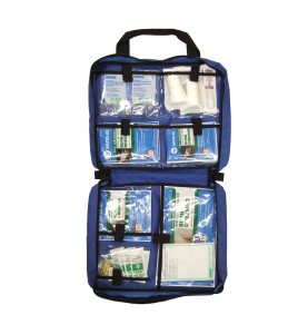 Large size first aid kit with WaterJel dressings & CoolJel topical agent items for soothing minor burns care