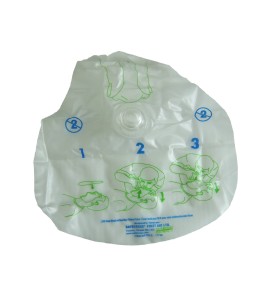 Disposable CPR facial shield with valve.