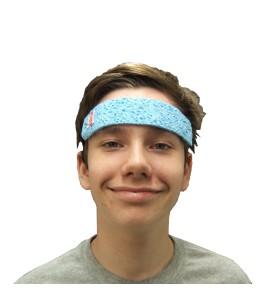 Blue sponge sweat catcher headband with black elastic, 25 pack