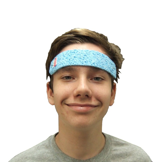 Blue sponge sweat catcher headband with black elastic 25 pack