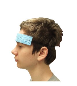 Blue sponge sweat catcher headband with black elastic, 25 pack