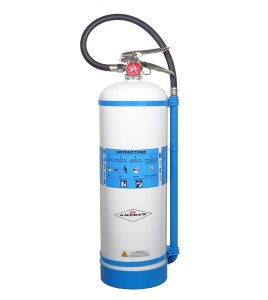 Portable fire extinguisher with demineralized water 2.5 gallons, type AC, ULC 2AC, with wall hook.