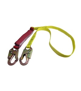 Dentec lanyard with energy absorber and 2 standard carabiners, 100-255 lbs