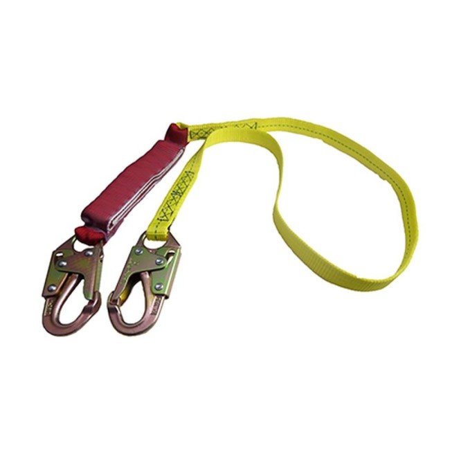 Dentec lanyard with energy absorber and 2 standard carabiners, 100-255 lbs