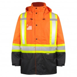 Hi-Viz orange Terra 300D raincoat with silver yellow stripes Class 2 Level 2 S-5XL