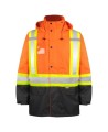 Hi-Viz orange Terra 300D raincoat with silver yellow stripes Class 2 Level 2 S-5XL