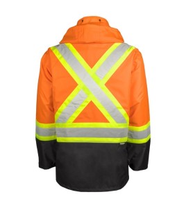 Imperméable Terra 300D orange haute visibilité bandes argentées et jaunes grandeurs S à 5XL