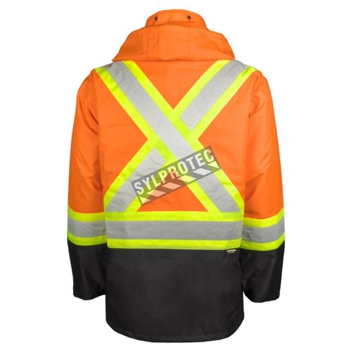 Hi-Viz orange Terra 300D raincoat with silver yellow stripes Class 2 Level 2 S-5XL