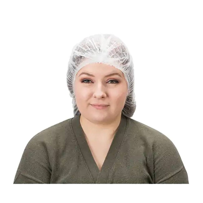 Zenith disposable pleated bouffant cap white made of nonwoven polypropylene, 21 "size, sold in packs of 100