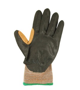 ASTM/ANSI A9 TenActiv cut resistant glove coated nitrile foam, reinforced with leather at the thumb and index finger crossing