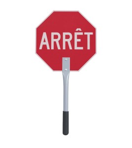 French ARRÊT (STOP / SLOW) traffic control paddle for school crossing guard, 12 inches