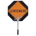 French ARRÊT / LENTEMENT (STOP / SLOW) traffic control paddle for school crossing guard or flaggers,18 inches