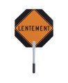 French ARRÊT / LENTEMENT (STOP / SLOW) traffic control paddle for school crossing guard or flaggers,18 inches