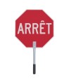 French ARRÊT / LENTEMENT (STOP / SLOW) traffic control paddle for school crossing guard or flaggers,18 inches