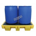 Yellow retention platform, 51.5 X 36 X 15 in. for two X 205 liters (45 gal.imp.), capacity of 230 litres (50.6 gal. Imp)