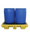 Yellow retention platform, 51.5 X 36 X 15 in. for two X 205 liters (45 gal.imp.), capacity of 230 litres (50.6 gal. Imp)