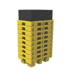 Yellow retention platform, 51.5 X 36 X 15 in. for two X 205 liters (45 gal.imp.), capacity of 230 litres (50.6 gal. Imp)