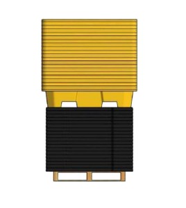 Yellow retention platform, 57.5X57.5X12 in. designed for four drums of 205 liters (45 gal), capacity of 250 liters (55-gal Imp)