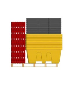 Yellow platform, model of 66X66X27.5 in, designed to store one (1) IBC tank cage capacity of 1260 liters (277.2 gal Imp)