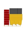 Yellow platform, model of 66X66X27.5 in, designed to store one (1) IBC tank cage capacity of 1260 liters (277.2 gal Imp)