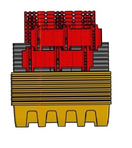 Plateforme modèle 89X57X23 po, pour entreposer deux (2) cages de réservoir GRV ou IBC capacité de 1200 litres (263.9 gal. Imp)