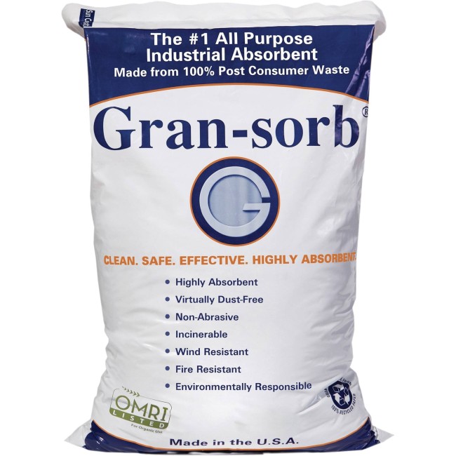 Absorbant Gran-sorb de cellulose recyclée pour déversement de liquide, capacité 17 L (4.5 gal US), sac de 14.06 kg (31 livres)