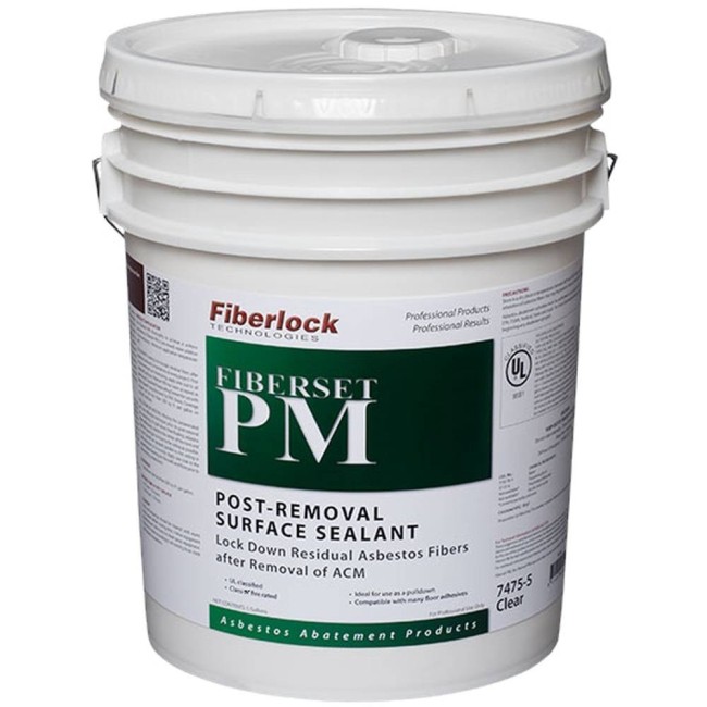 Fiberlock Fiberset PM asbestos fiber surface sealer, clear, sold in 20L/5 gal(US)