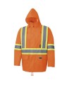 High-visibility orange raincoat set made of 150D Oxford weave and polyurethane, sold by setsizes S to 4XL