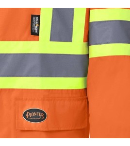 High-visibility orange raincoat set made of 150D Oxford weave and polyurethane, sold by setsizes S to 4XL